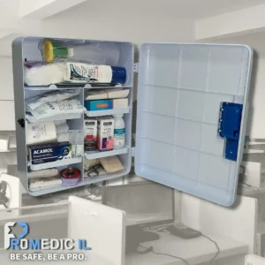 ארון לדפיברילטור לבן עמיד במים + אזעקה
