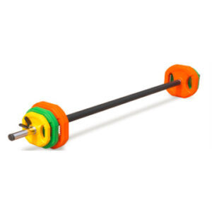 סט בודי פאמפ 10 קג BODY PUMP איכותי מצופה גומי צבעוני כולל מוט + צלחות