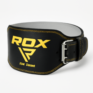 חגורת כושר מעור 4 אינץ' שחור-צהוב 250793 RDX 4 Inch Leather Weightlifting Gym Belt
